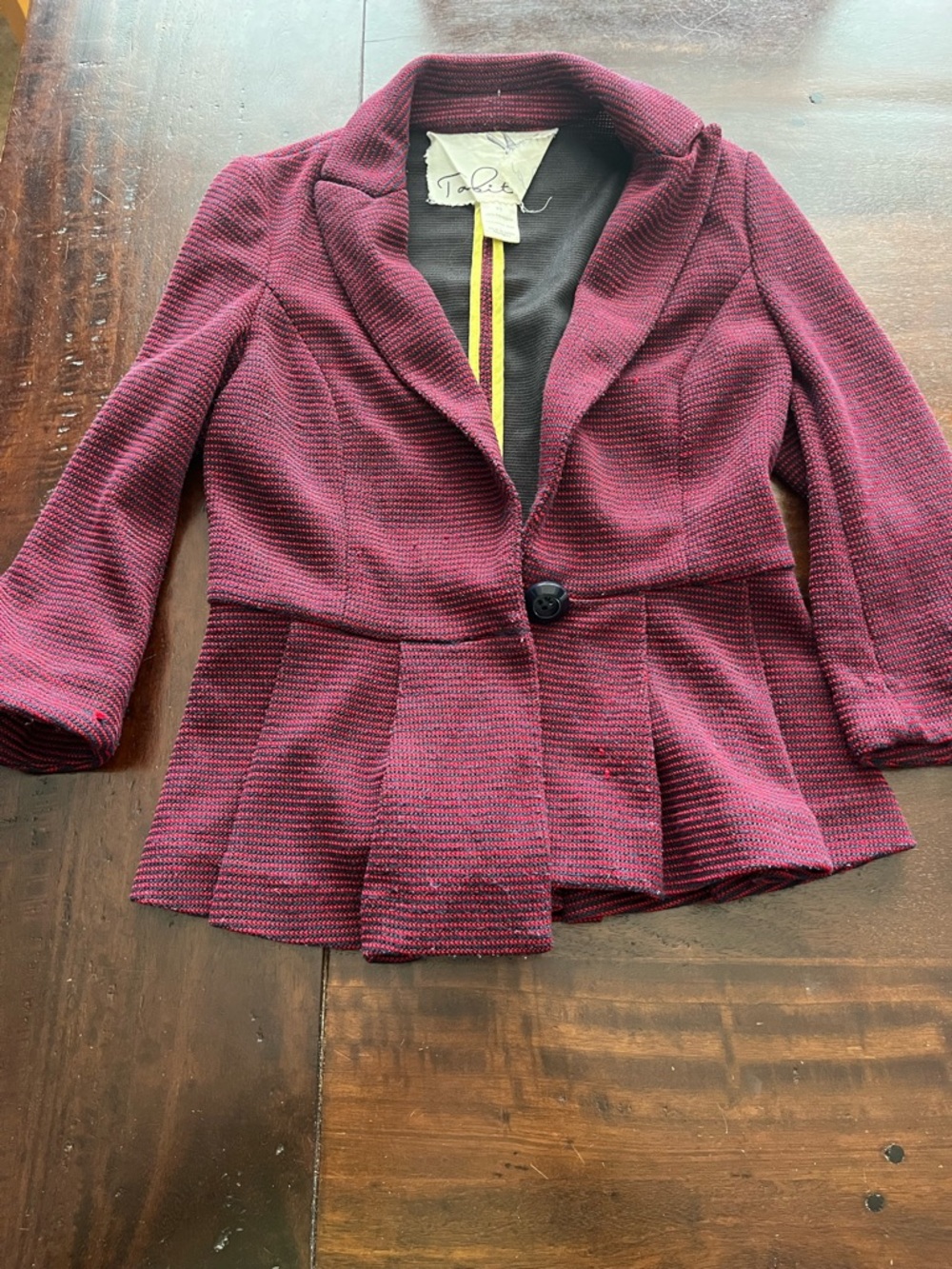 Tabitha Burgundy and Black Peplum Blazer